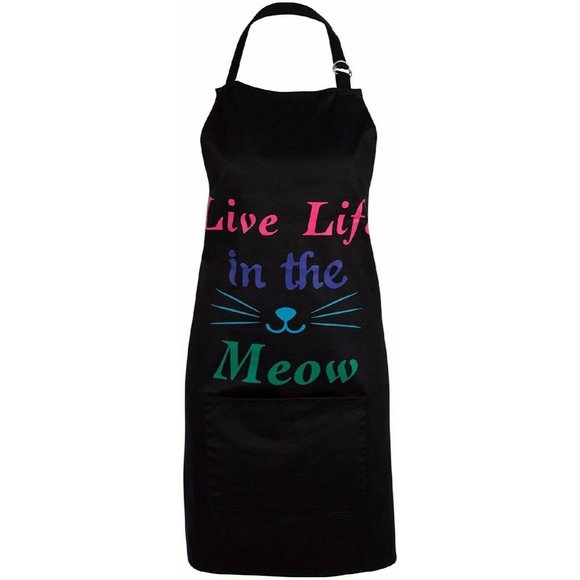 Cat Lovers 100% Cotton Apron "Live Life in the Meow" - Picture 2 of 2